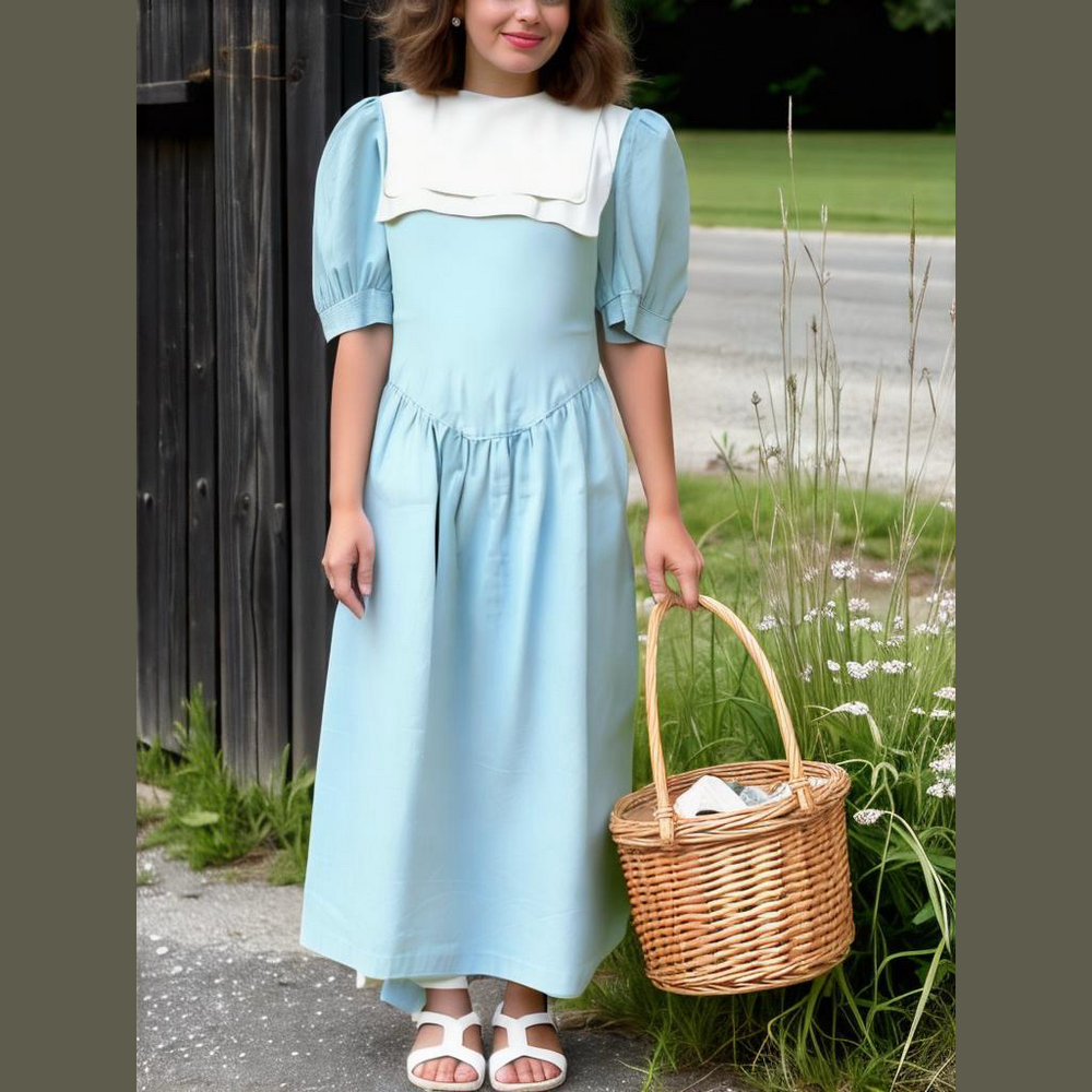 Vintage dress storybook Peter Pan collar 60s 70s Teachercore granny cottagecore